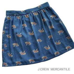 J CREW MERCANTILE | NWOT BENGAL TIGER PRINT SKIRT FULLY LINED BLUE | SIZE 4